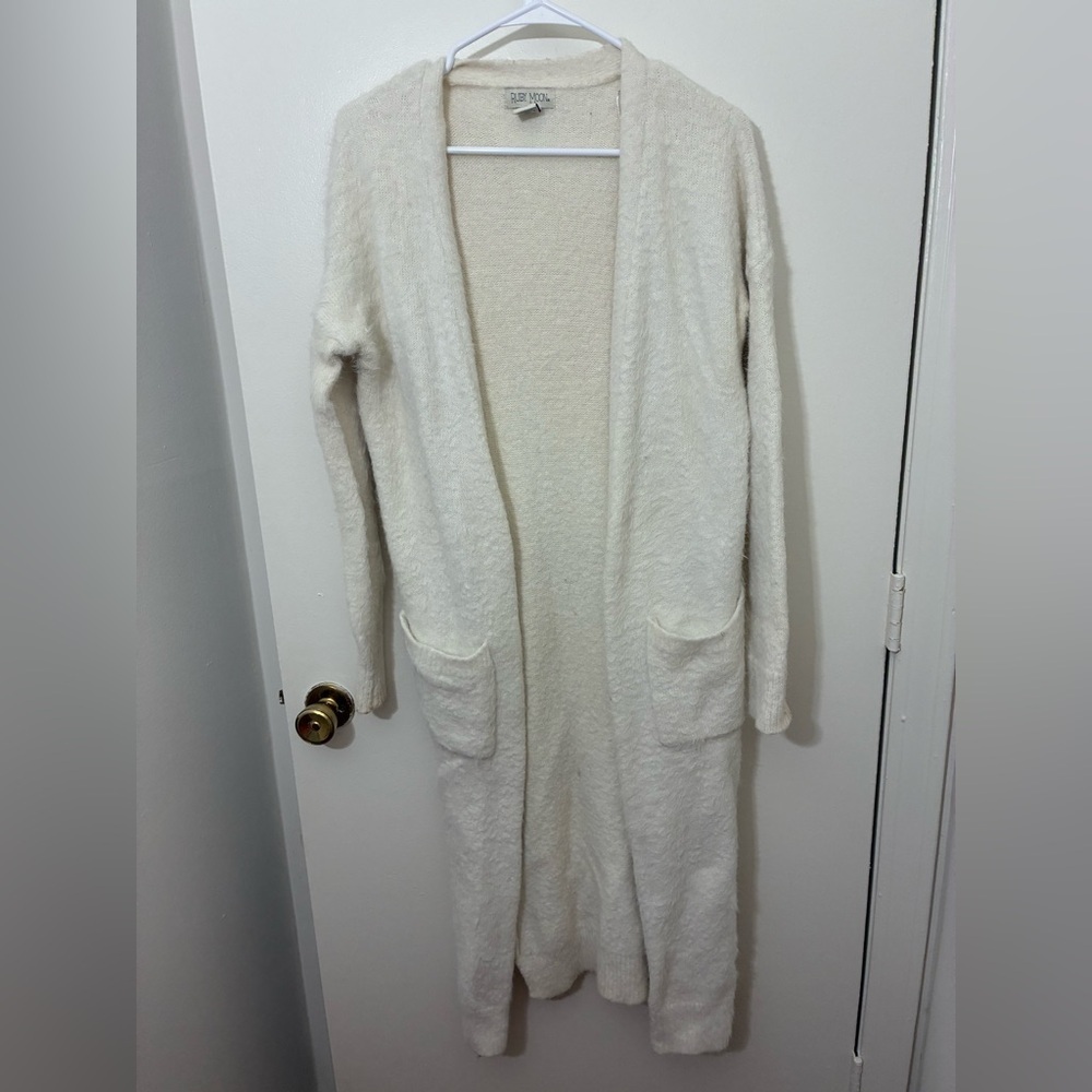 Ruby Moon long body fuzzy open front cardigan sweater